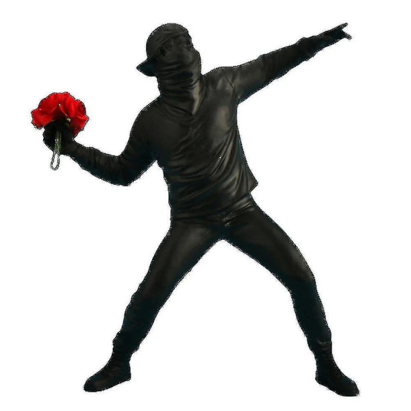 Resin R Banksy Blomsterkaster Statue Skulptur Hjem Ornt