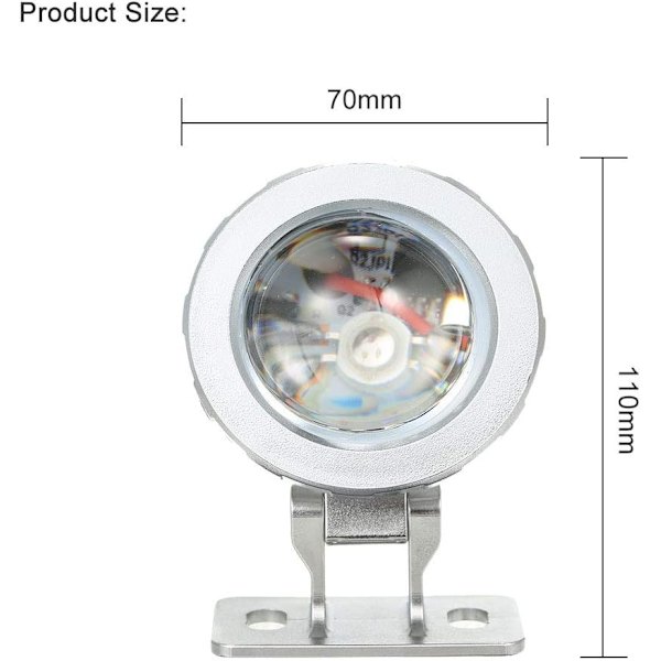 10W RGB LED Undervandslys Dykkerlampe med Fjernbetjening 16 Farver 4 Lyseffekter IP65 Vandafvisende Design til Pool Akvarium Springvand Hall Uk Plug Silver