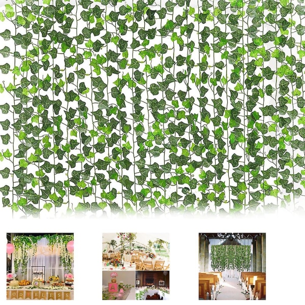 Kunstige hængende planter, falske efeublade kranser gaver fest haven bryllup væg boligindretning