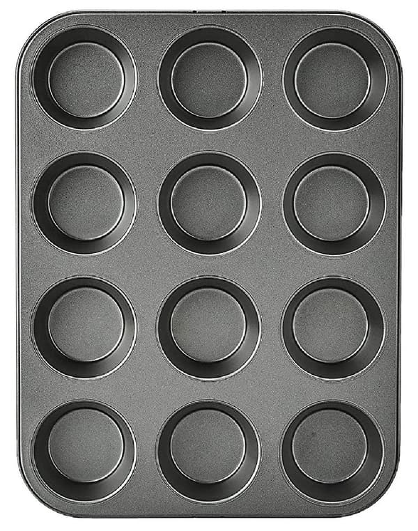 Non-stick rund muffinform i kulstofstål, 2-pak, grå
