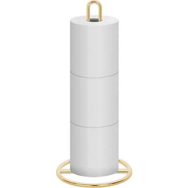 Guld Toalettpappershållare Fristående, OBODING, Toalettpappershållare Stativ för Förvaring av 3 Rullar Toalettpapper (Guld) Gold