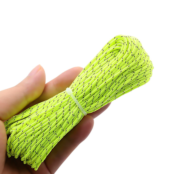 2mm Fluorescerende Reflekterende Bardun Teltreb Camping Snor Paracord 20 Meter (Grøn)