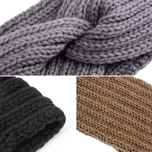 4-pak Crochetede Ørevarmere Hodebånd Mykt Strikket Turban Stretch Hodebånd Varmer for Kvinner Vinter 4 Pack Style 2333