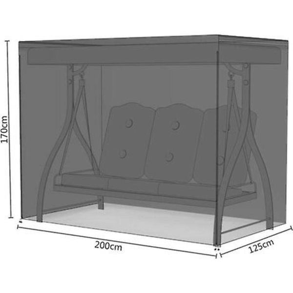 3-paikkainen puutarhakeinusuojus Vedenpitävä ja pölytiivis keinusuojus, 210d Oxford-suojapressu 125 X 170 X 220 Cm Musta (1 kpl)