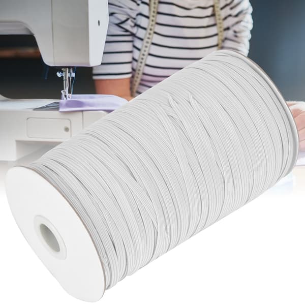 Hög elastisk gummirep, sybehör, kraftig stretchstickad för manschett, vit