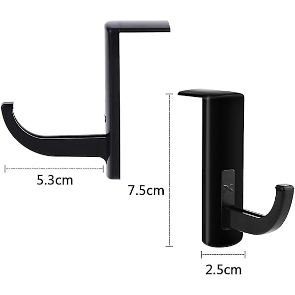 Hovedetelefon Headset Hanger Monitor Stativ Holder Headset Klistermærker Hæng (4 stk., Sort)
