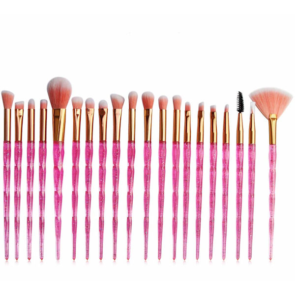 20 stk. Kosmetiske Øjenskygge Svampe Eyeliner Øjenbryn Læbe Næse Foundation Pudder Makeup Pensler Sæt (Diamant-rose) Diamondrose