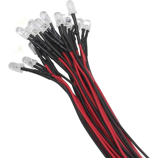 20 X 3 Mm Lysdioder Med 20 Cm Kabel DC 12 V Led Ready Kabelanslutna monteringsringar Plast (varmvit) (santanxing) röd