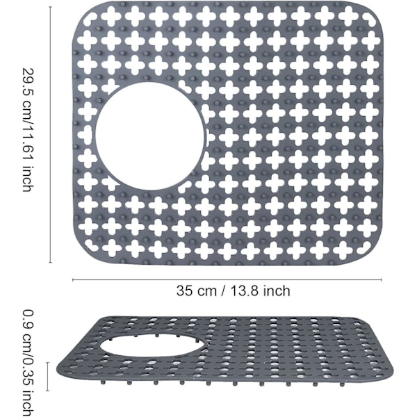 Keittiöallasmatto, Taitettava Liukumaton Silikoniallastyynyt, Keittiöallas Suoja, Keittiöallaspohja Matto Ruostumattomasta Teräksestä/Keraamisille Allasille (harmaa, 35 X