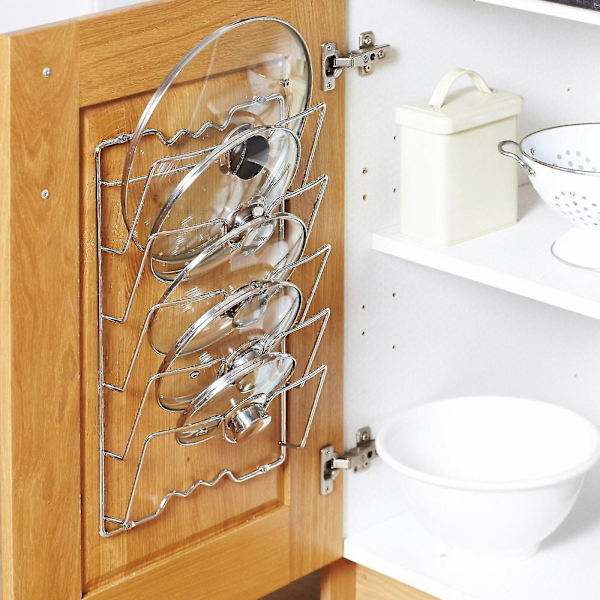 43x28cm 5 lock för skåpdörr vägg kastrull lock förvaring rack hållare