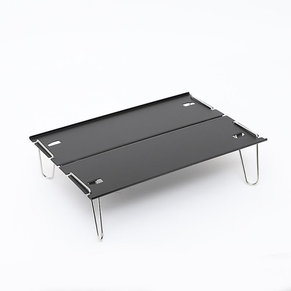Mini Foldbar Bord Bærbar Picnic Bord Ultralet Camping Bord Aluminium Bordplade Rustfrit Stål Stativ Til Fiskeri Camping Picnic (1 stk, Sort)