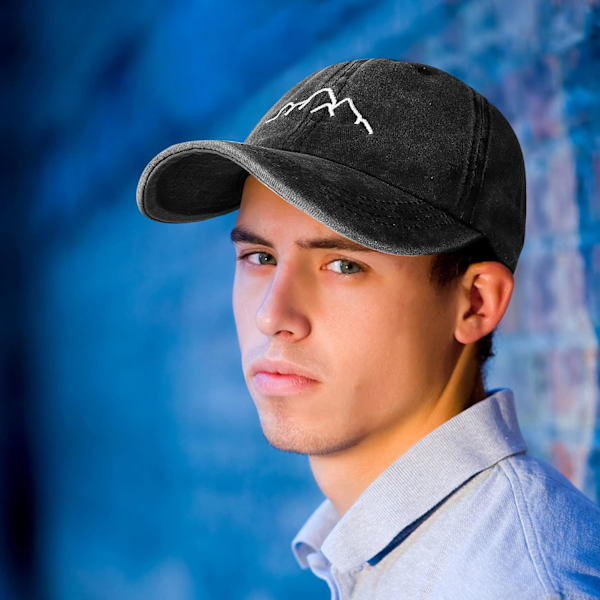 Baseball-lippis miehille - Vintage-pesty Dad Hat Peak Cap Säädettävä puuvilla Unisex Black One Size