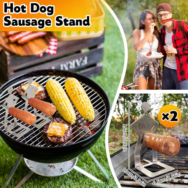 3 stk Sjove Pølse BBQ Værktøjer Rustfrit Stål Pølseholder Sjove BBQ Tilbehør BBQ Gaffel til Camping Udendørs Picnic Have Køkken