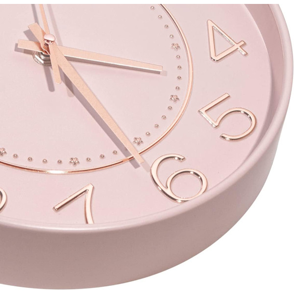 10 tum Små Väggklockor Batteridrivna, Tyst Ingen Tickande Klocka för Vägg, Modern Kvartsväggklocka för Vardagsrum Sovrum Kök Kontor S 10inchpink & Rosegold 1 pack 10 inch