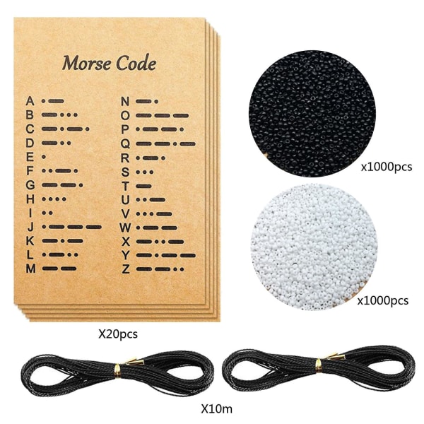 2021 stk Rund Spacer Bead Morse Passord Dekoding Card Core For Diy Armbånd