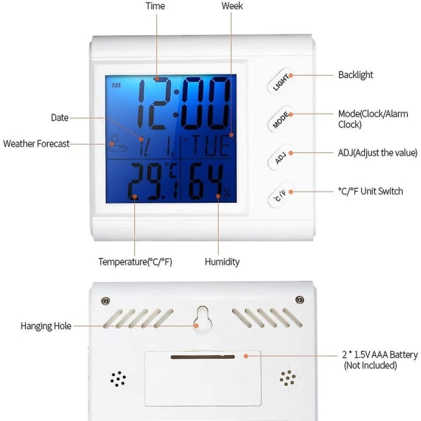 LCD digital inomhustermometer Hygrometer Rumstemperatur hög precision