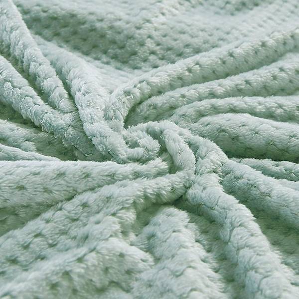 Flanellfilt, 167x228 Cm Mjuk Soffafilt, Våffelfleecefilt För Soffa, Mintgrön Filt