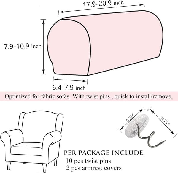 Sofa, lænestolsovertræk, lænestolsovertræk, elastisk hvilestolsovertræk, to stykker pr. sæt (lysegrå)