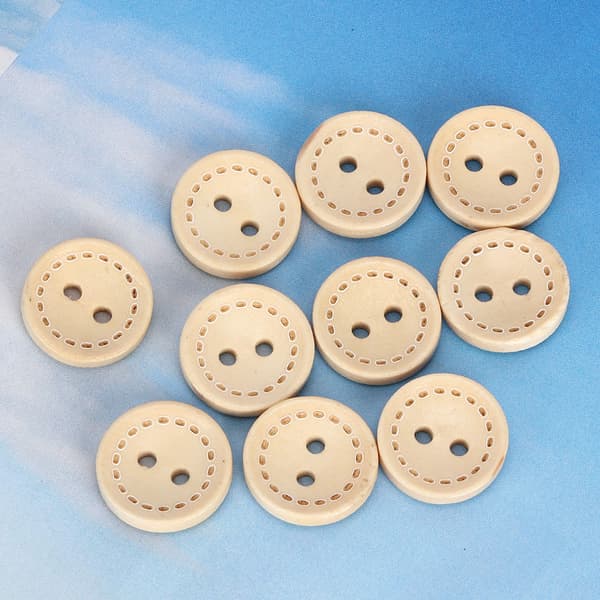 100 stk treknapper sirkulær trefarge DIY tilbehør sying 2-hulls knapp 1,5 cm