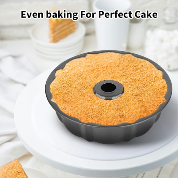 24 cm Non-stick kageform, kraftig kulstofstål riflet rørform, gelatine, chocoflan, flan