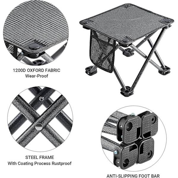 Foldbar Skammel Ultralet Foldbar Campingstol Med Netlomme Multifunktionel Praktisk Bærbar Til Strand Have Fiskeri Vandreture Rejser Og Udendørs
