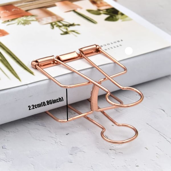 Erittäin suuret kansioklipsit 2 tuumaa, suuret paperiklipsit ruusukultaa toimistoon ja kouluun (15 kpl) Rose Gold Extra Large