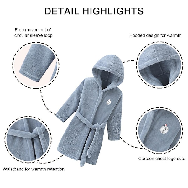Badrock Pojkar Tjockare Flickor Korallfleece Barnrock Flanell Baby Blå