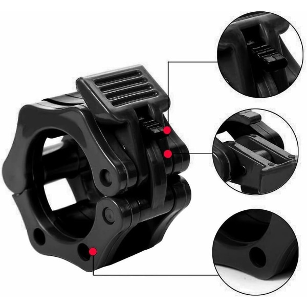 Par med olympiska hantel låsningskragar, T 5cm, säkra spärrlås för proffs träningspass, svart