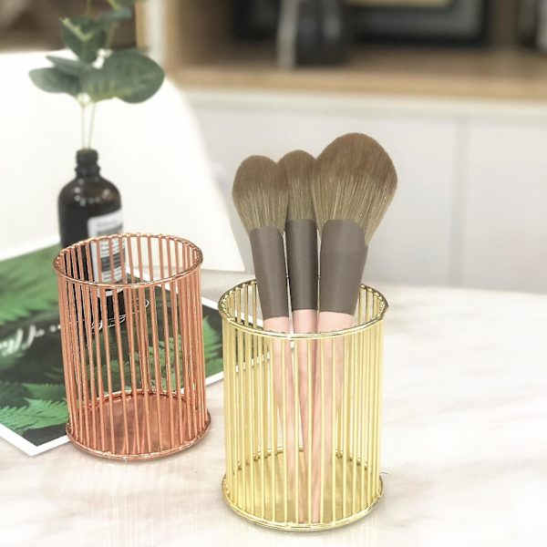 Meikkisiveltimen pidike, Metallipöytäjärjestäjä, Kynänpidike, U-muotoinen Rose Gold