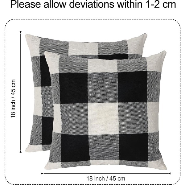 Check mönstrad kuddfodral, 2-pack skrynkelfritt andningsbart linne örngott