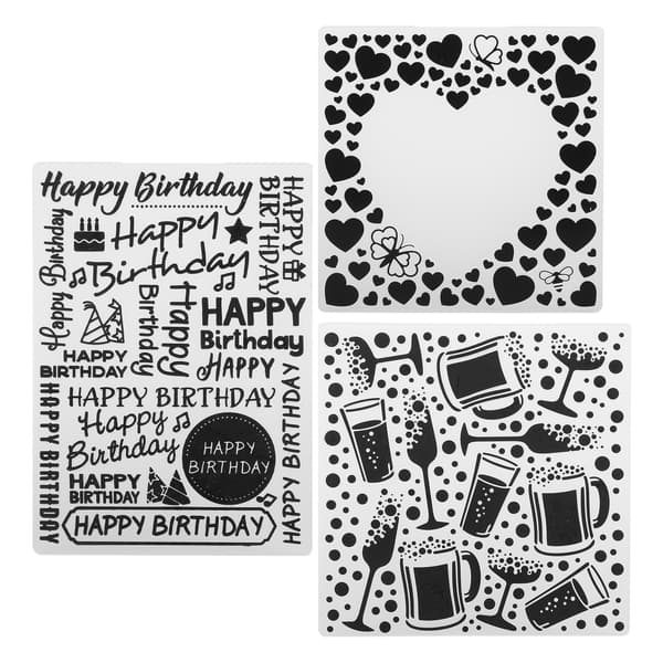 3 stk. pregefolder i plast DIY kortlaging papirhåndverk scrapbooking preget mal