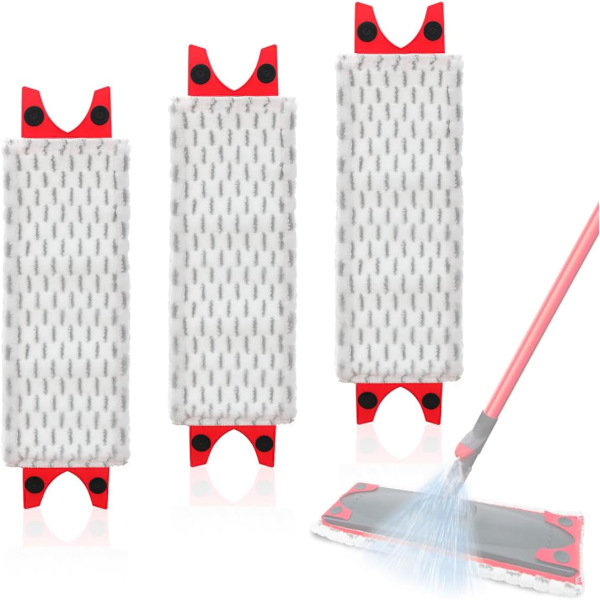 3-PACK Mopppåfyllning för Vileda 1-2 Spray, Mikrofibermopp Påfyllningshuvud Ersättningsplattor för Vileda 1-2 Spraymopp/Ultramax/UltraMax Plus/Easywring U White