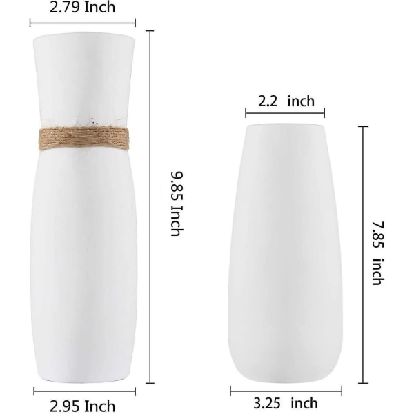 Vit keramisk blomstervas set om 2, dekorativ prydnadsvas väl för att stödja växter Hemmakontor Sovrumsdekoration Idealisk present och samling