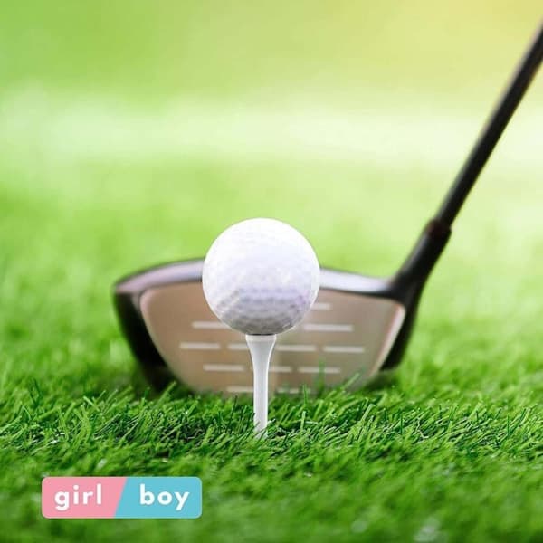 Kön avslöjar golfbollar blå rosa exploderande golfbollset flicka eller pojke baby avslöjar med golfpeggar
