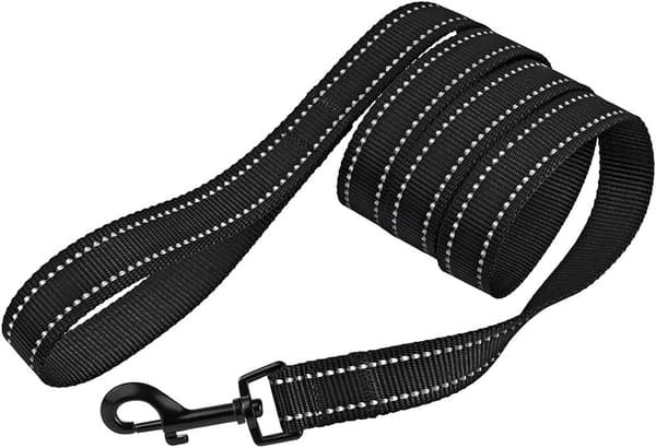 Nylon hundebånd 1,5 m for daglig utendørs turgåing, løping, trening, tung Black