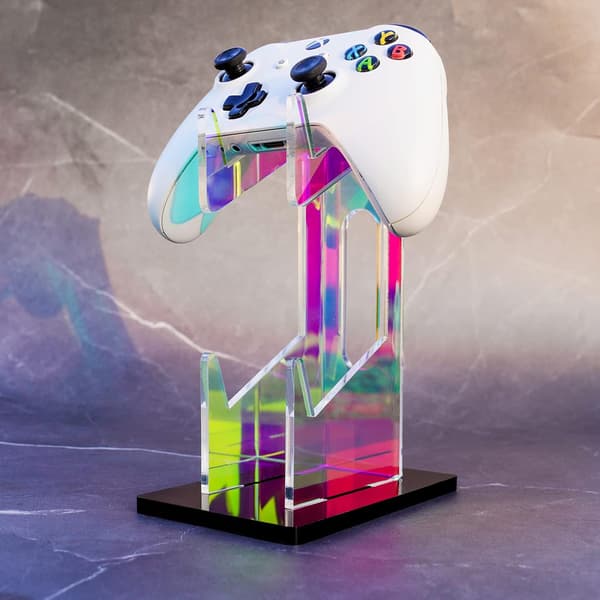 Iriserende Akryl 2-lags Universal Game Controller Headset Holder Stand Farverig Controller Stand Gaming Tilbehør Skridsikker Stabil