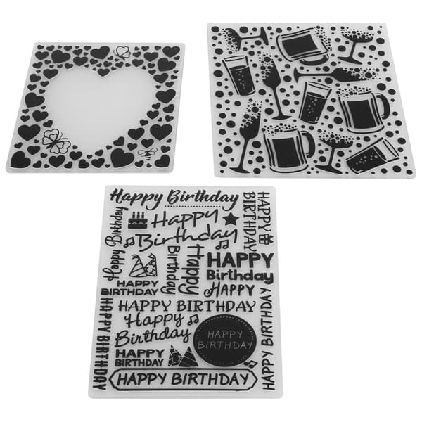 3 stk. pregefolder i plast DIY kortlaging papirhåndverk scrapbooking preget mal