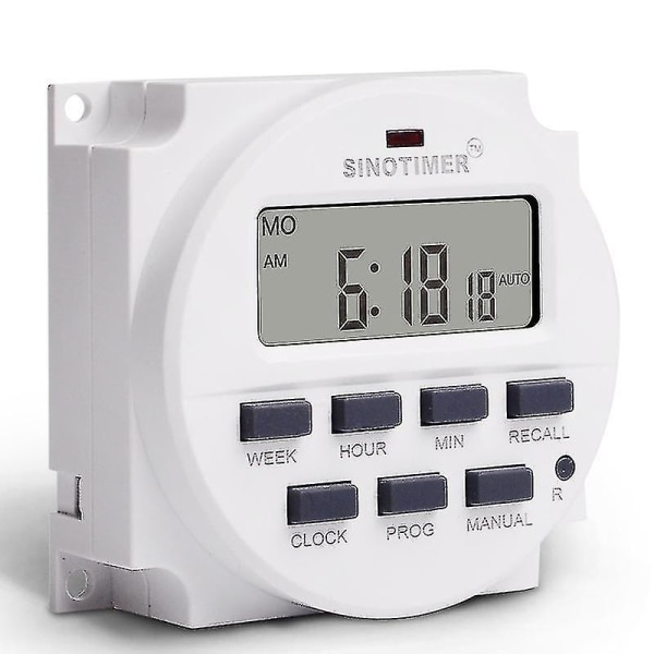 Sinotimer 15,98 tommers LCD digital timer 12V DC 7 dager programmerbar tidbryter TM618N