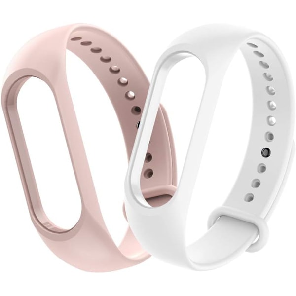 2 kpl Silikoniranneke Yhteensopiva Xiaomi Mi Band 3/4 kanssa, Säädettävä Värikäs Vaihtoranneke Pehmeä Urheilukellon Ranneke Vaihto Xiao:lle White / Pink