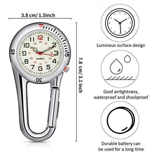Lysende Clip-On Kronometer med Quick Release til Professionel Brug og Udendørs Aktiviteter, Assorterede Stilarter, 2-pak Silver