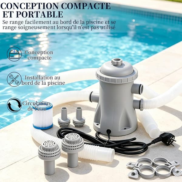 300 gallon/time poolvandpumpe, poolfiltreringspumpe, overjordisk poolfiltreringssystem