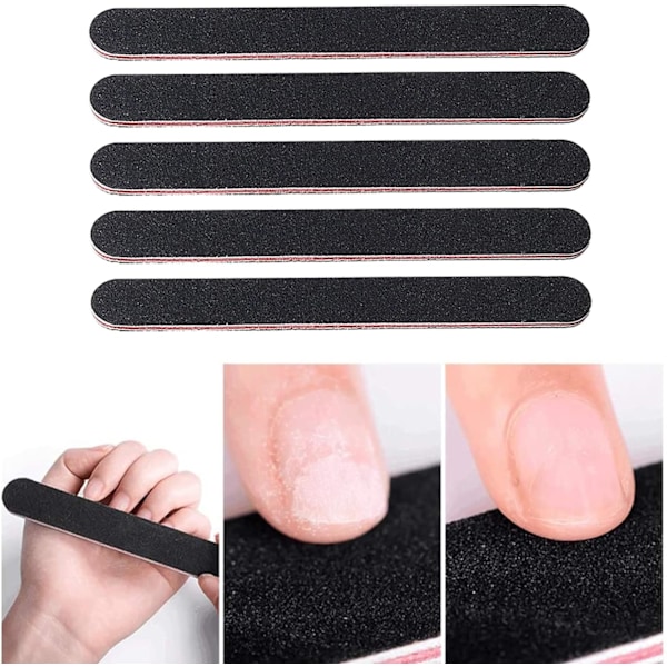 Professionella Nagelfilar, 5-pack Dubbelsidiga Smärgelbrädor för Naturliga Naglar, Styling & Husdjursvård (100/180 Korn)