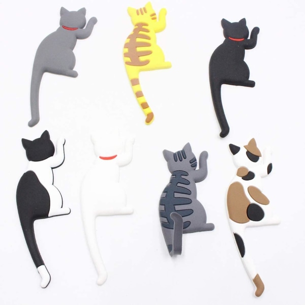 Animal Cat Magnetic Hooks Køleskabsmagneter Køleskabsmagneter Dekorative magneter til ophængning af nøgler Håndklædebøjler (7 stk, flerfarvet)