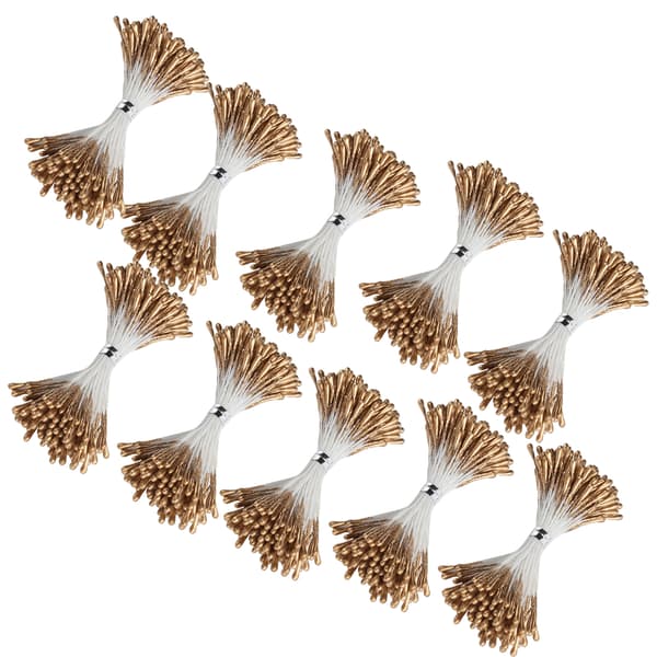 Perlestilk Gylden Gips Simulation Dobbeltendet Kunstig Buket Fremstilling Tilbehør (1mm (#3) 1440)