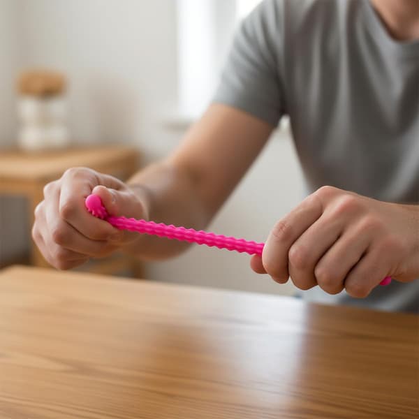 6-delt tekstureret elastisk sensorisk stressaflastningslegetøj med farvede silikone sensoriske nudler til at lindre stress