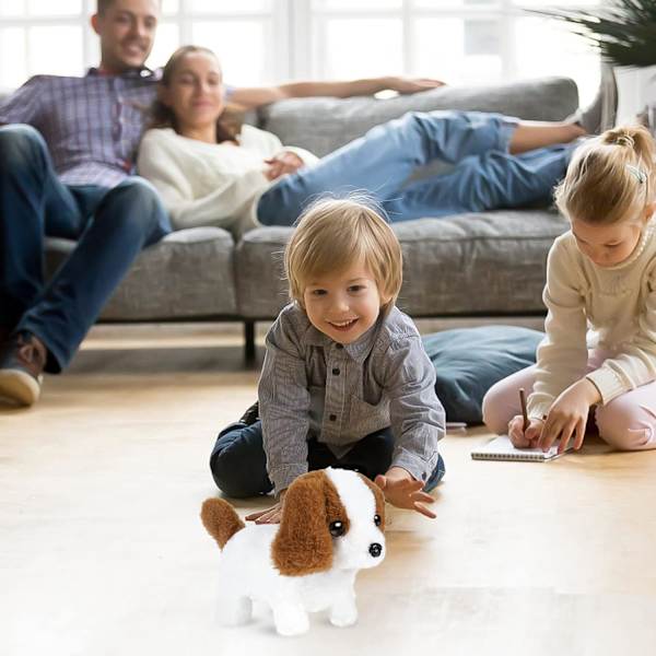 Leksakspupp, Elektronisk Interaktiv Plysch Leksakshund, Valp Elektronisk Interaktiv Husdjur Hund Pojkflicka Födelsedagspresent - Gå/Skälla/Svängande Svans 9cm (H) X 17cm(l) X 14cm(w)