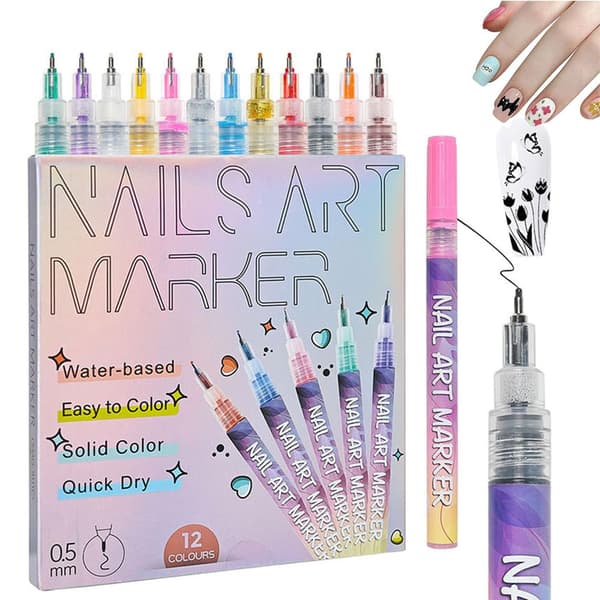 12 stk. Neglekunst Pen Markør Sæt 0,5 mm Fin Spids til Præcis Graffiti Tegning 1 set
