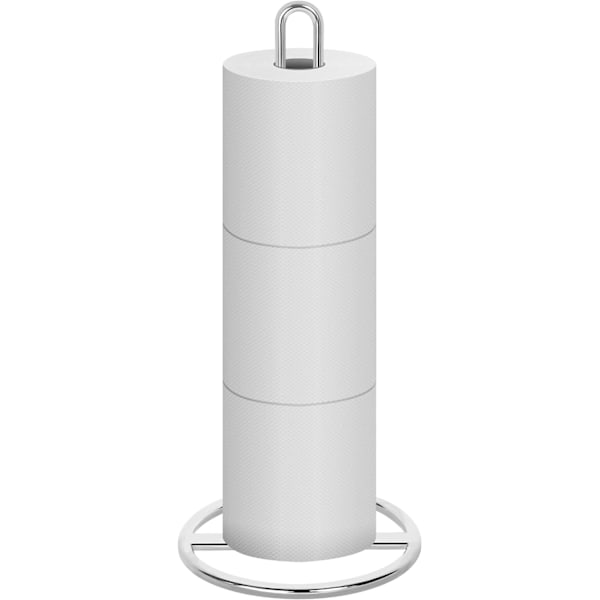 Fristående toalettpappershållare, OBODING, silver toalettpappershållare för förvaring av 3 rullar toalettpapper (silver) Silver
