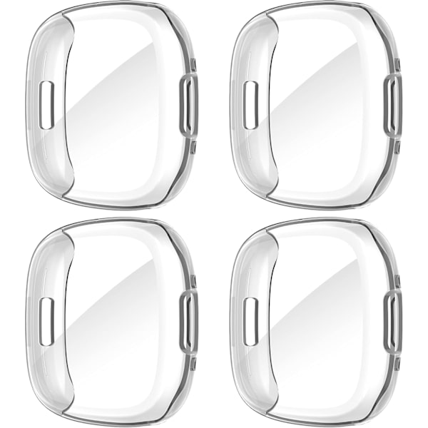 Diruite 4-pakning deksel for Fitbit Versa 4/Sense 2 skjermbeskytter, HD støtsikker myk TPU full beskyttelse skjermbeskytter deksel for Fitbit Versa Clear+Clear+Clear+Clear