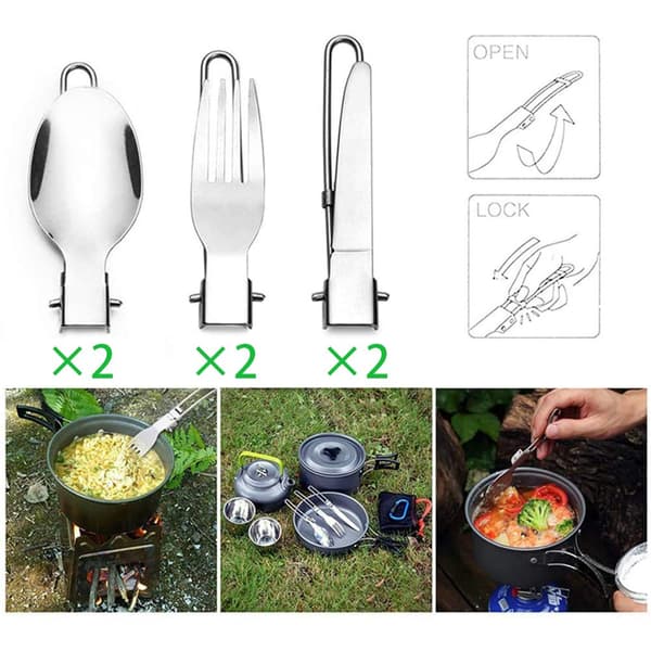 Sammenfoldeligt campingbestik (2 stk)
